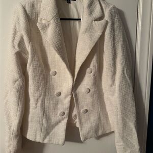 Lulu's Chic Cream Double-Breasted Blazer